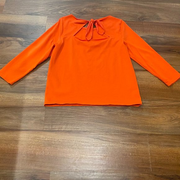 J Crew Orange Keyhole Tie Back Cotton Top Size Medium - Picture 4 of 8